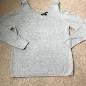 Lightweight Grey Cold Shoulder Sweater